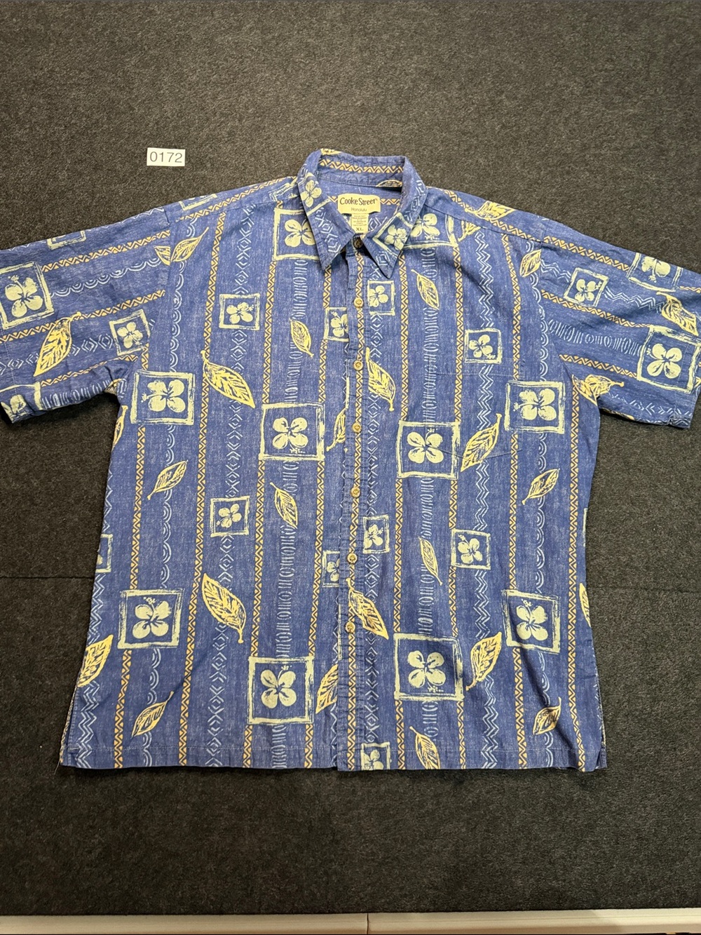 Casual Blue Tropical Print Button-Down Shirt by Cooks Surf